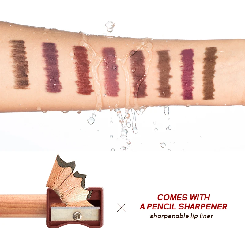 Nude Brown Lipliner Pen Wooden Matte Lip Liner Waterproof Lipstick Pencil Easy To Wear Non-stick Cup Lip Contouring Pen Cosmetic 6