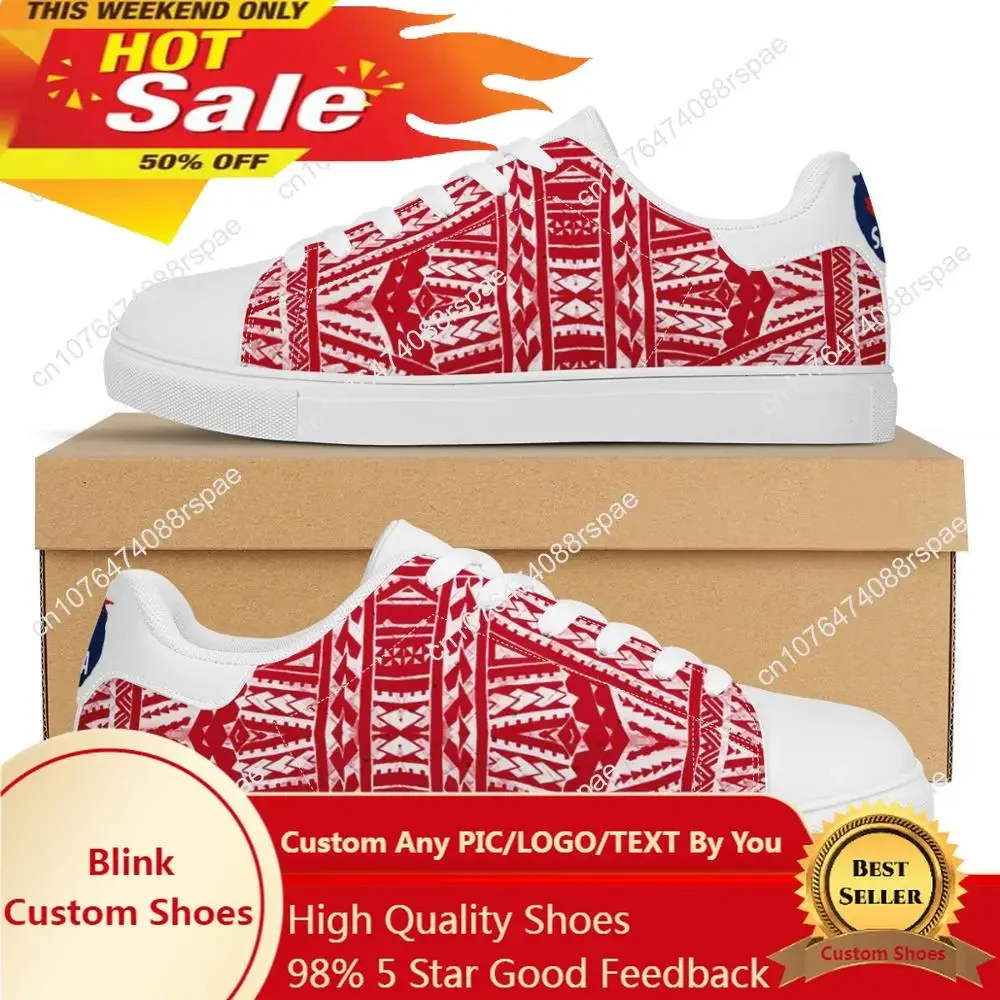 

Polynesian Samoa Tribal Sia Red Flat Sneaker Samoa Logo Printing Custom Fashion Walking Sport Shoes Light Women Running Shoes