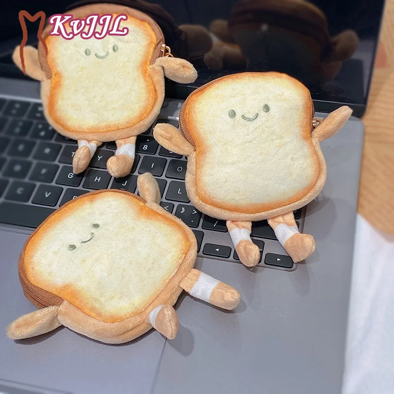 Nuevo monedero creativo de felpa con forma de pan tostado, Mini