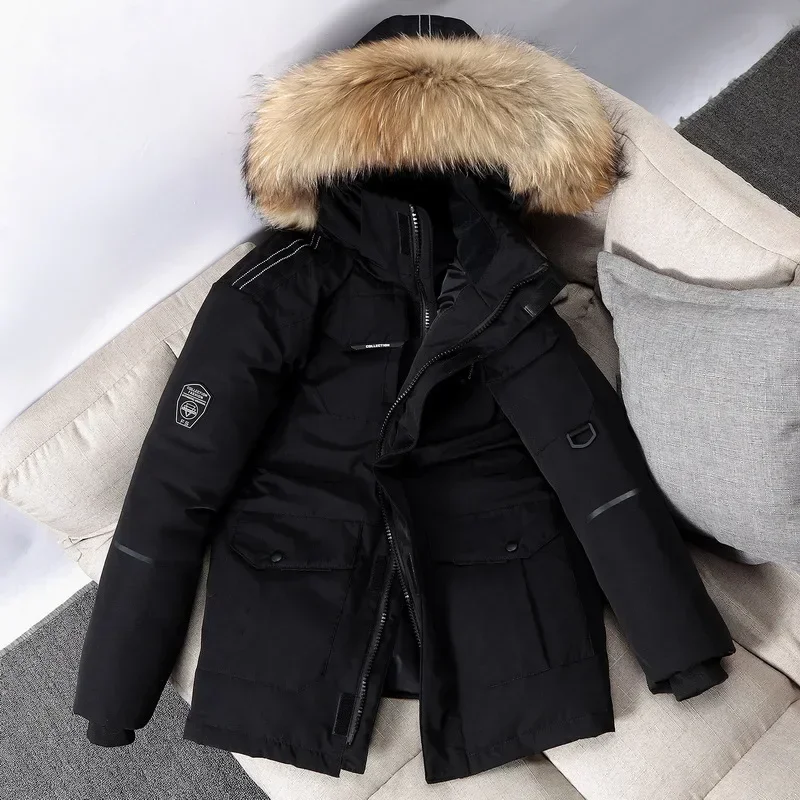 Men Winter Duck Down Coats Hooded Fur Collar Casual Long Puffer Jackets Quality Male Outdoor Windproof Warm Winter Parkas 4XL down jacket,mens jacket