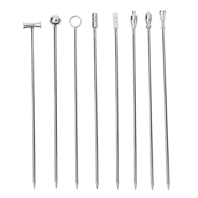 4PC Stainless Steel Cocktail Sticks Fruit Sticks Reusable Drink Pick Martini Pick Olive Fruit Fork Party Wedding Accessory Cocktail Skewers