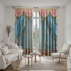 2pcs set HD Gold Lace Pink embroidery decoration simulation window curtain curtain Blue tie digital printed curtain Home Deco 6