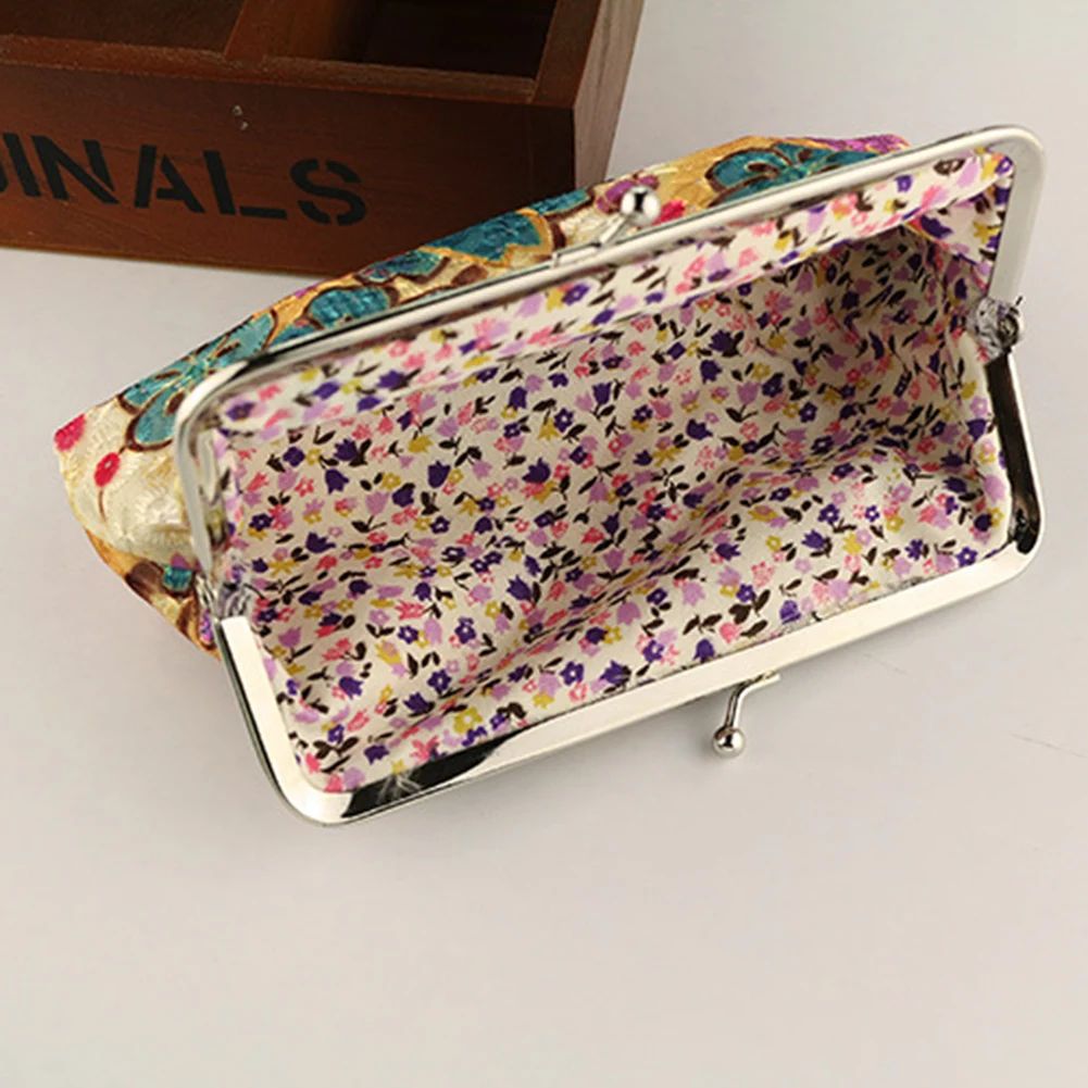Women Wallet Vintage Flower Kiss Lock Long Coin Purse Phones Keys Holder Gift