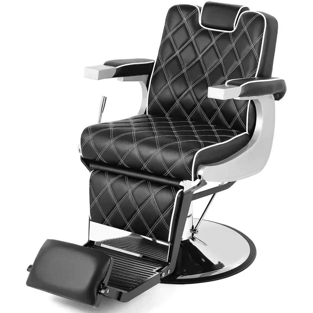 Barber Chair, Heavy Duty Vintage Barber Chair All Purpose Hydraulic Recline Salon Beauty Spa Styling Equipment Black