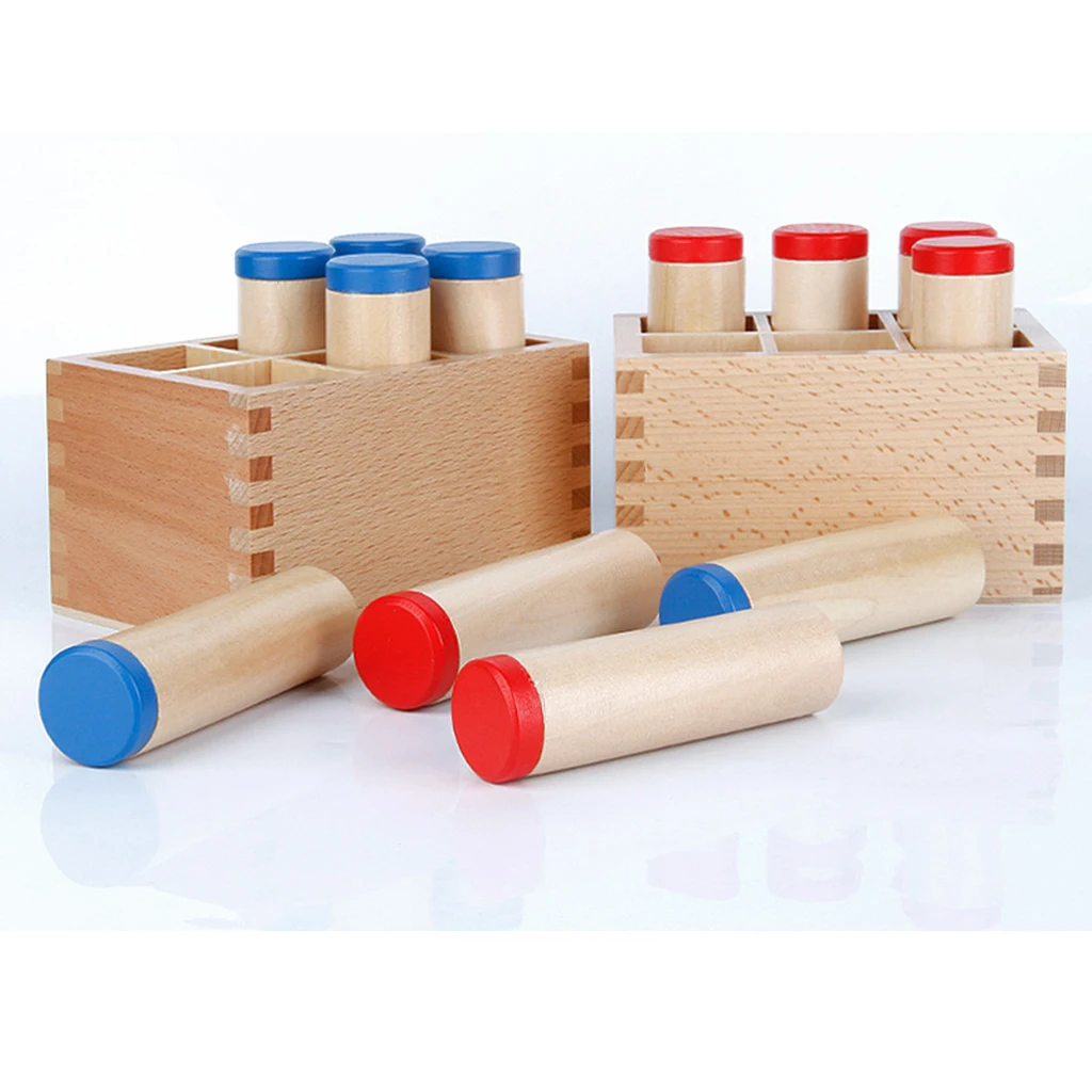 Montessori Sensorial Material Toy-Sound Cylinder Box Set Wooden Toy Develop Hearing Ability For Kids Preschool Educational