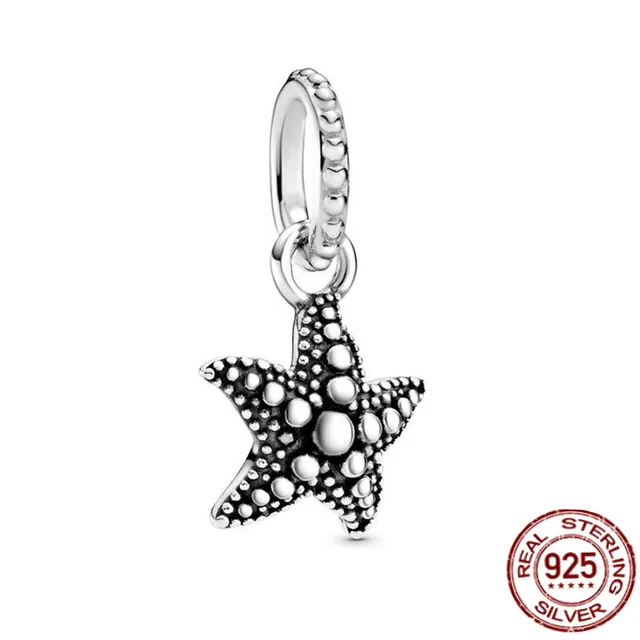 925 Sterling Silver Ocean Series Narwhal Charm Starfish Ocean Waves & Fish Beads Fit Pandora Bracelet DIY Pendant Woman Jewelry CMS1558-4