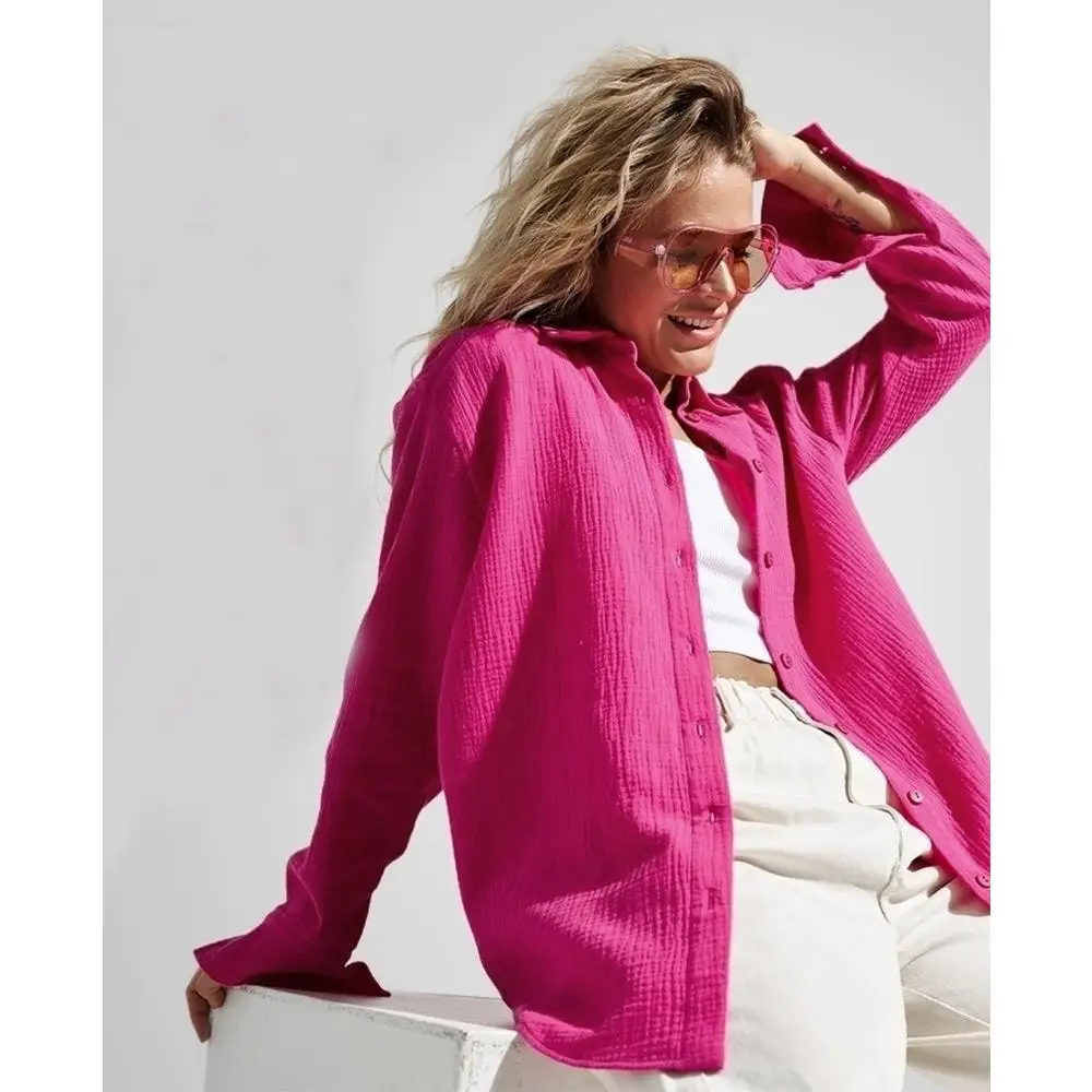 

Solid Cotton Linen Long Sleeve Loose Blouse For Women 2023 Spring Female Vintage Harajuku Oversized Shirt Elegant Tops Shirt