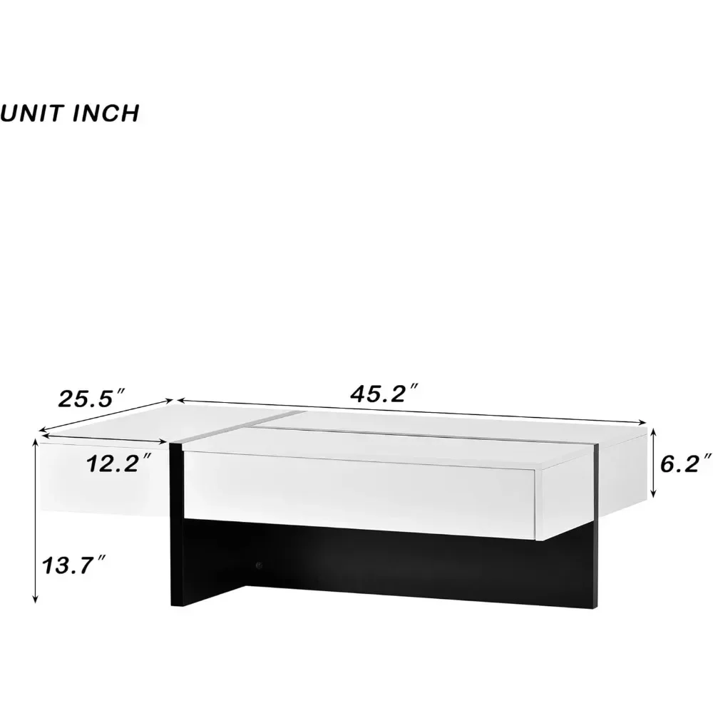 Coffee Table Knocbel Contemporary Rectangle  for Living Room,Sofa  Side Cocktail Tea Table with Storage Drawer and T-Shaped Base 2