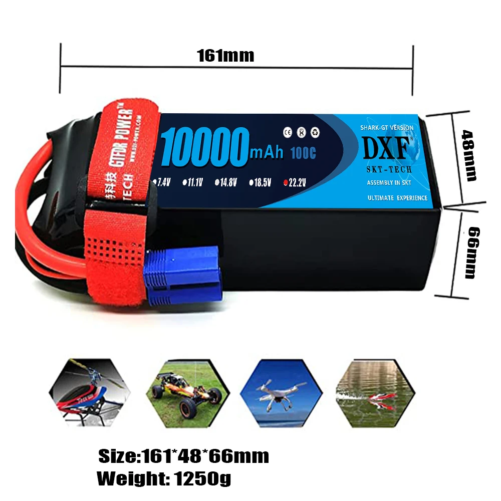 DXF 6S Lipo 22.2V 7000mAh 10000mAh 5200mAh Softcase Battery with XT60 EC5 XT90 for Car Truck Tank RC Buggy Truggy Racing Hobby 6