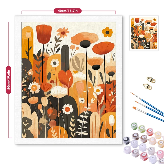 RUOPOTY-Peinture par numéros avec cadre, pour maire intérieur, plante simple, jaune vert, décoration murale encadrée, art moderne, cadeaux 2