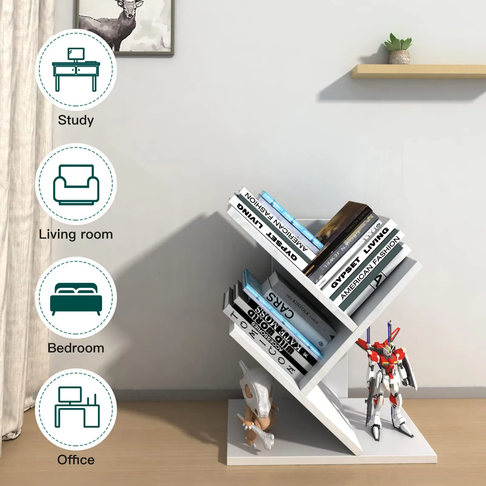 Creative Bookshelf Multi-Laye Bookcase Small Wood Bookshelf Home Decor Bookshelves Student Desk Table Bookshelf Wooden Shelves 3