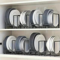 1pc kitchen cabinet plate storage countertop dish rack drawer dinner plate partition drain rack layered storage rack 1