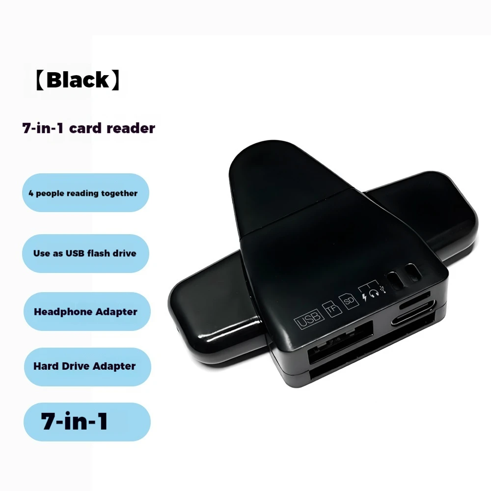 7-in-1 card reader universal interface for mobile phones and computers multiple ports for simultaneous reading of memory cards