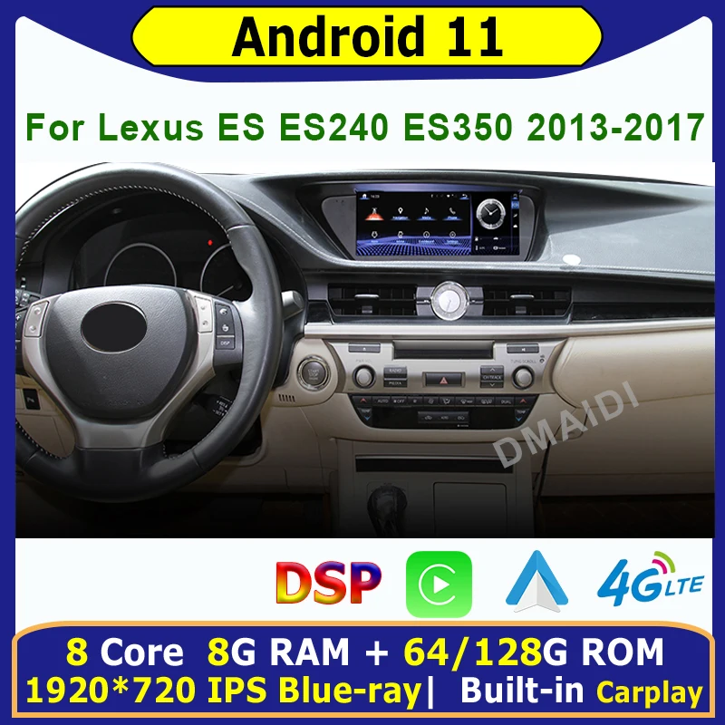 

Car Multimedia Player CarPlay 10.25inch Android 11 8+128G For Lexus ES240 ES250 ES350 ES300h 2013-2017