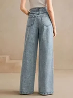 Women's plus Size Y2K Straight Leg Jeans Trendy Stretch Washed Denim Embroidery Design Comfortable Fashion - Image 6