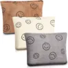 Makeup Bag For Women - Corduroy Cosmetic Bags Aesthetic Design Ladies Tote Bag, Cute Smiley Face Makeup Organizer with Zipper 1