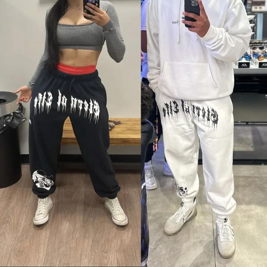 Men's Casual Sport Fitness Running Long Pants Spring Autumn Mesh Print Cuffed Trousers Comfortable Breathable Men's Long Trouser