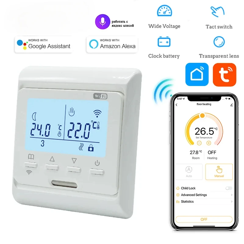 WiFi ความร้อนชั้น Programmable Thermostat 220V 16A ไฟฟ้าบ้าน Underfloor อุณหภูมิความร้อนอุ่น Controller APP รีโมทคอนโทรล 1