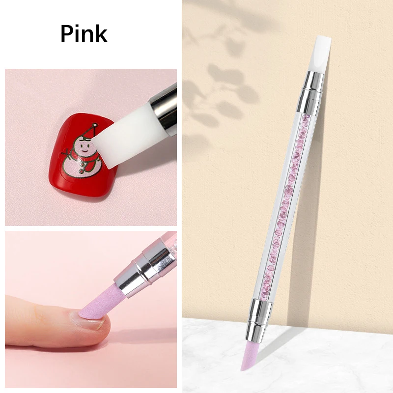 Dual Tipped Silicone Nail Tools Silicone Rhinestone Nail Polish Carving Pen  Nail Art Tools for Home Salon