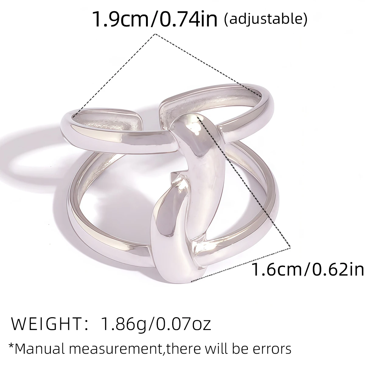 Edelstahl 18K vergoldete Ringe für Frauen wasserdichte geometrische offene Fingerringe Mode täglich Schmuck Zubehör – Detail 2