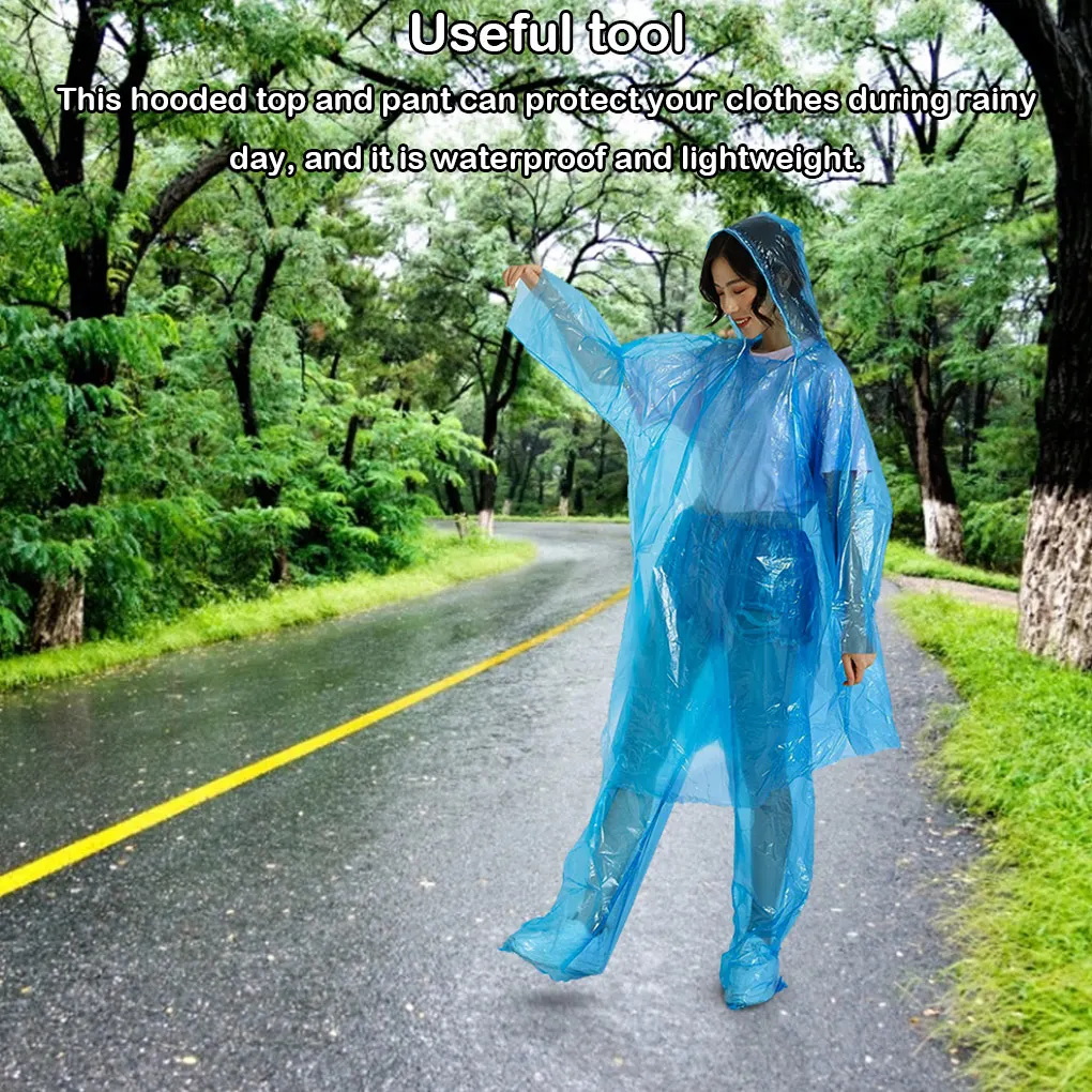 Disposable Raincoat Adult Emergency Waterproof Rain Coat Hiking Camping Hood Rain Clothes covers Rainwear Poncho Pants Raincoat raincoat poncho disposable rain pants