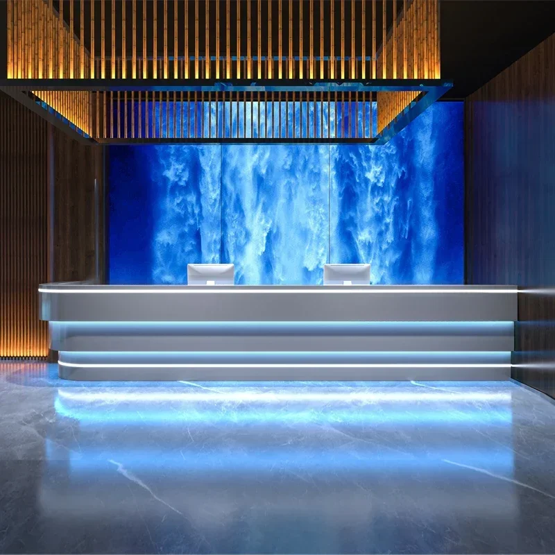 Business Checkout Counter Reception Desk Luxury Workbench Hotel Front Desk Reception Counter KTV Bar Bancone Furniture