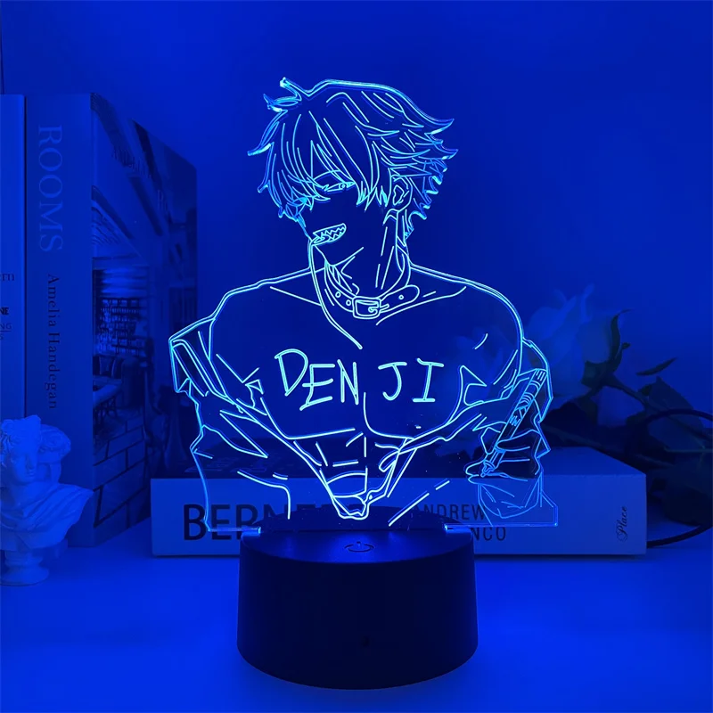 Anime motosserra homem acrílico led night light denji pochita power stand  figura colorida lâmpada 3d crianças decoração do quarto fãs colecionáveis