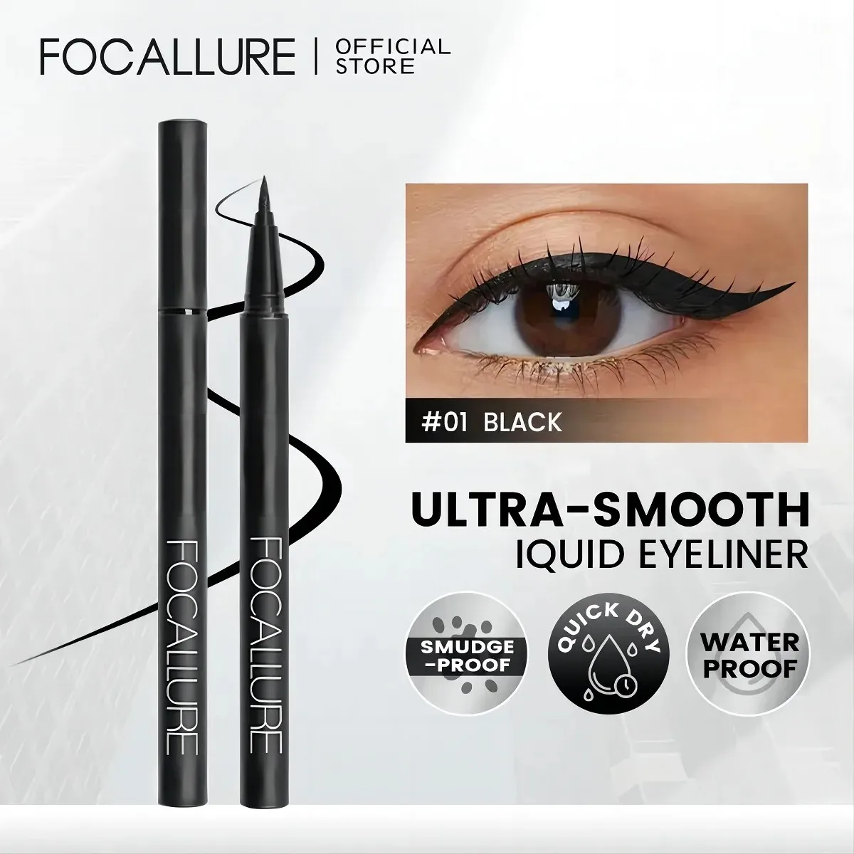 

FOCALLURE Professional Black Liquid Eyeliner Long-lasting Waterproof Quick-dry Eye Liner Pencil Pen Makeup Beauty Cosmetics Tool