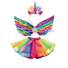 

3Pcs/Set Girl Tutu Pompout Dress Hair Hoop Angel Wing Suit Girls Prom Dress Tutu Skirt for Girl Baby Clothes