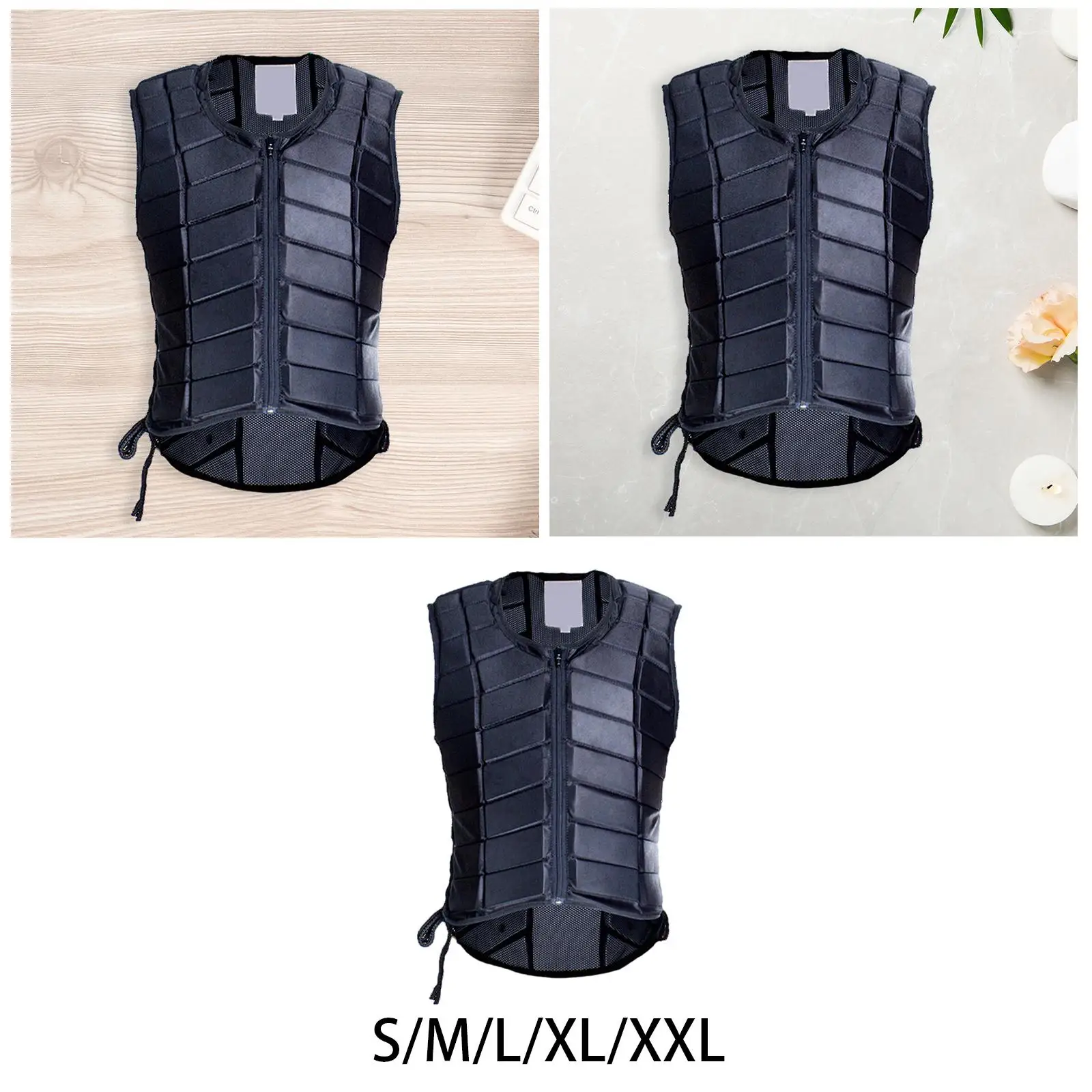 Equestrian Vest Professional Padded Horse Riding Vest Black Zipper Protector Gear Waistcoat
