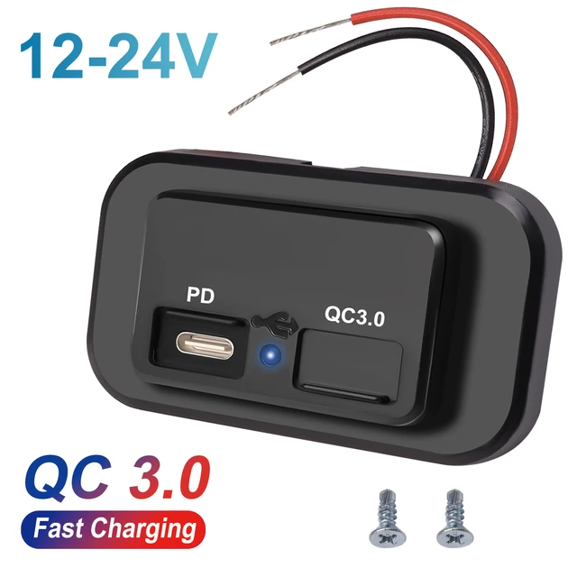 12v/24v 3,1 ein auto dual pd usb port ladegerät power adapter wasserdicht  led buchse