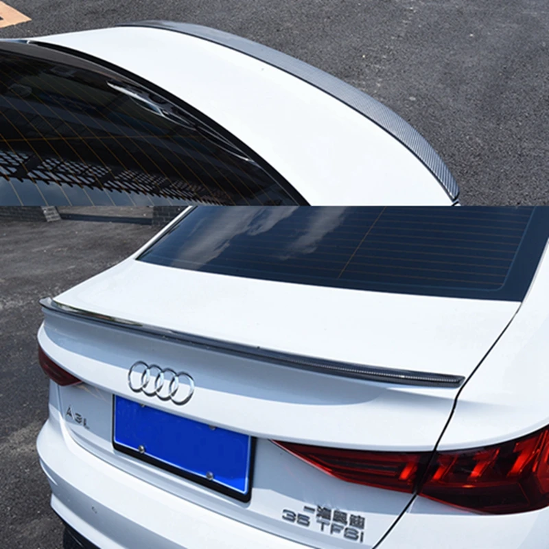 

For Audi A3 Sedan 2021 New ABS Plastic Material Paint Glossy Black Carbon Fiber look Spoilers Rear Trunk Lid Car Spoiler Wings