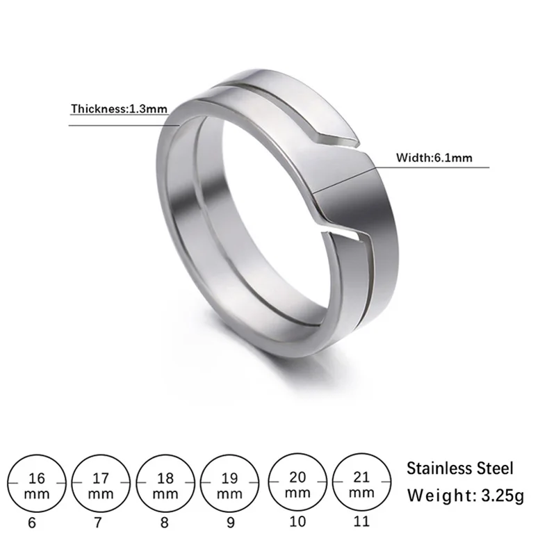 Fashion Stainless Steel Couple Ring for Men Women Casual Finger