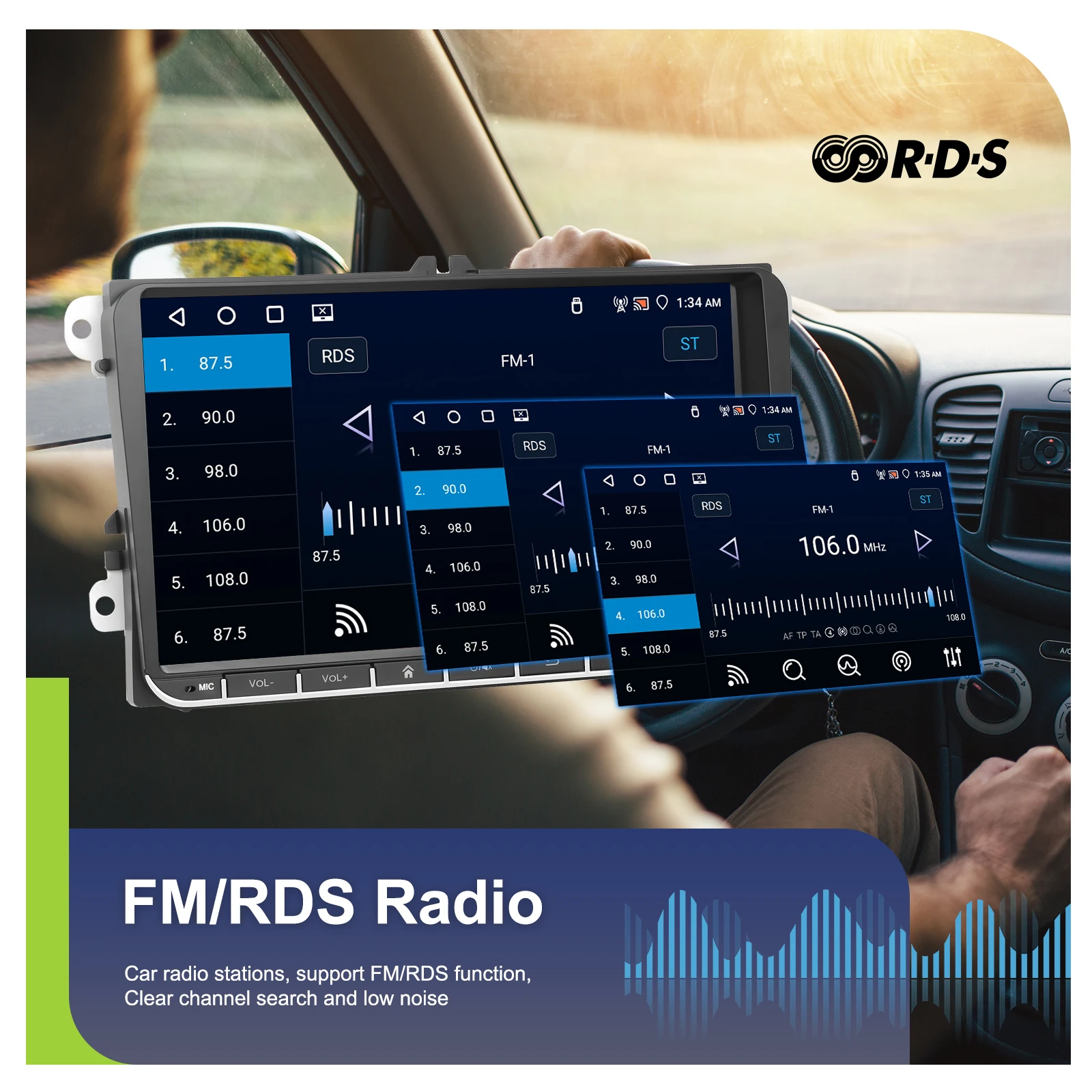 Podofo Android 2Din Autoradio Carplay Android Auto GPS WLAN Mirror Link Auto-Audio für VW Passat Golf MK5 MK6 EOS POLO Touran – Detail 17
