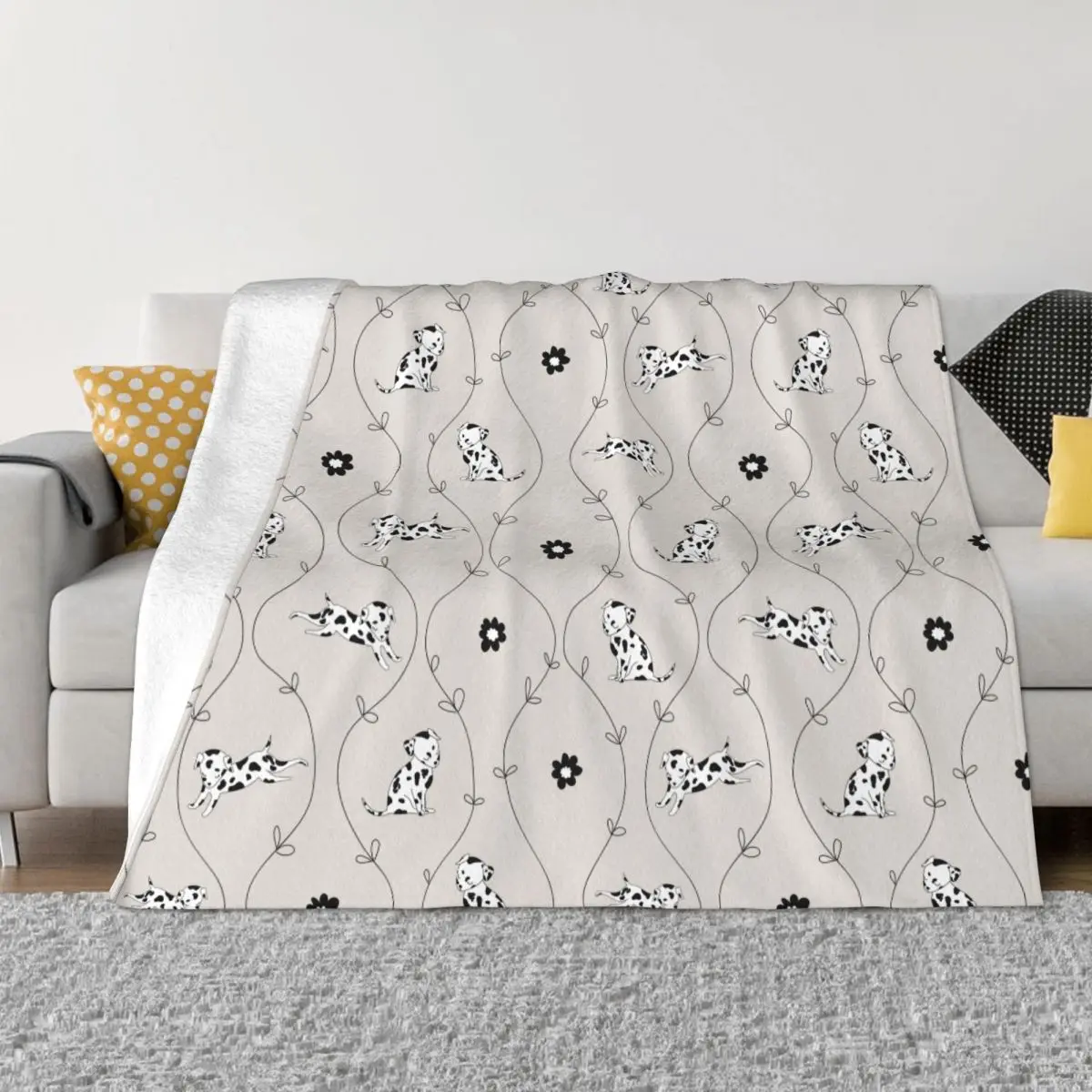 

Cute Dalmatian Cartoon Spot Dog Blankets Velvet Printed Multi-function Lightweight Throw Blankets for Sofa Couch Quilt