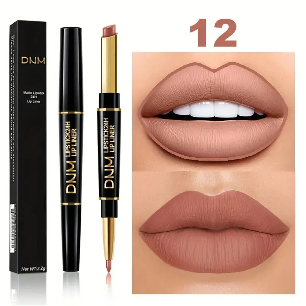 Dual-End Non-Stick Long-Lasting Lipstick & Lip Liner - High Pigment & Waterproof Valentine's Day Gift