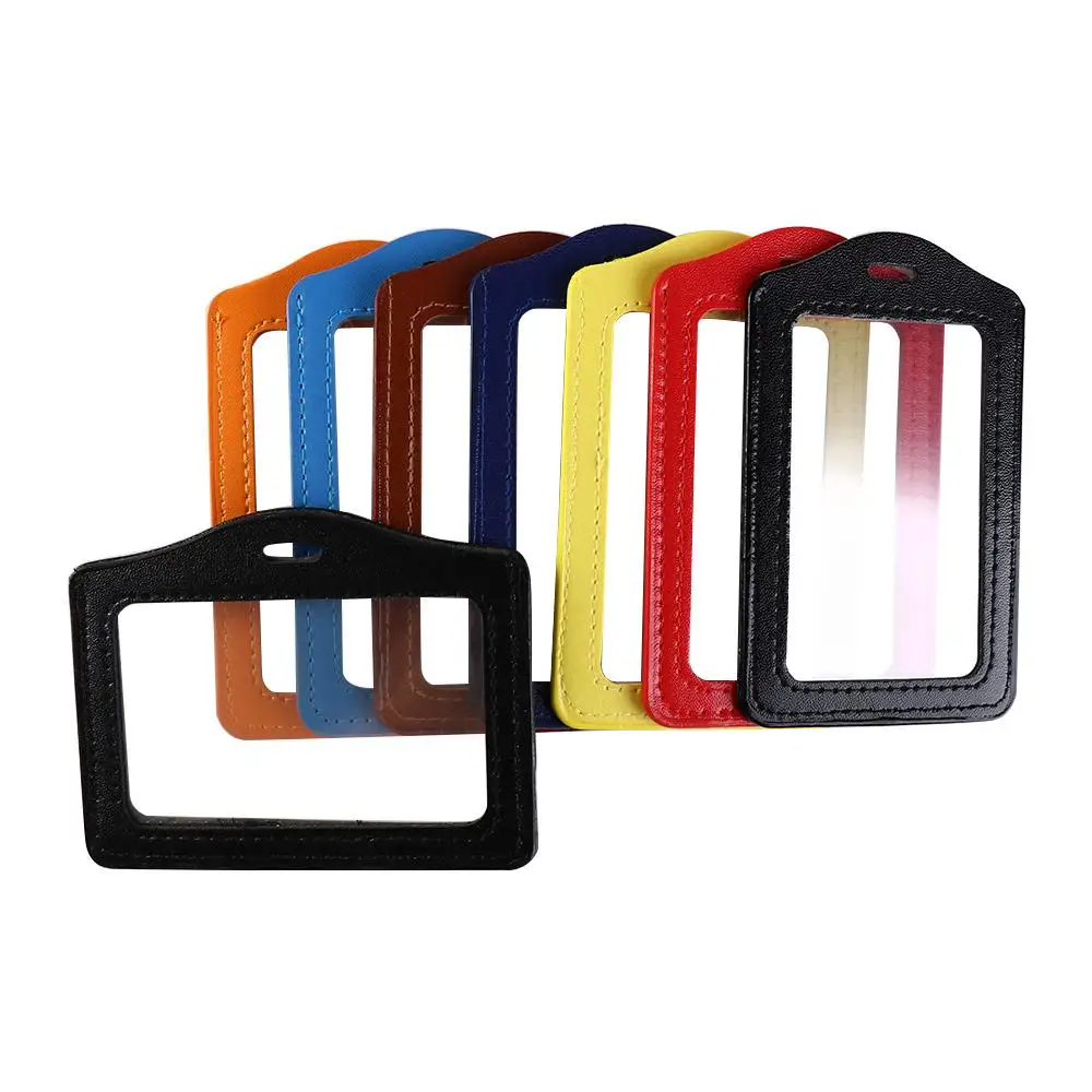 

PU Leather ID Badge Case Transparent Work Identity Business Card Holder Bank Card Colorful Name Card Cover Credit Card