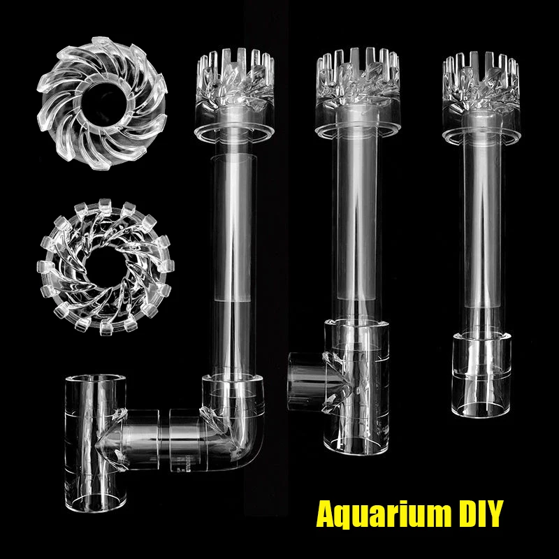 Aquarium Skimmer Acrylic Lily Pipe Spin Surface Inflow Outflow Water