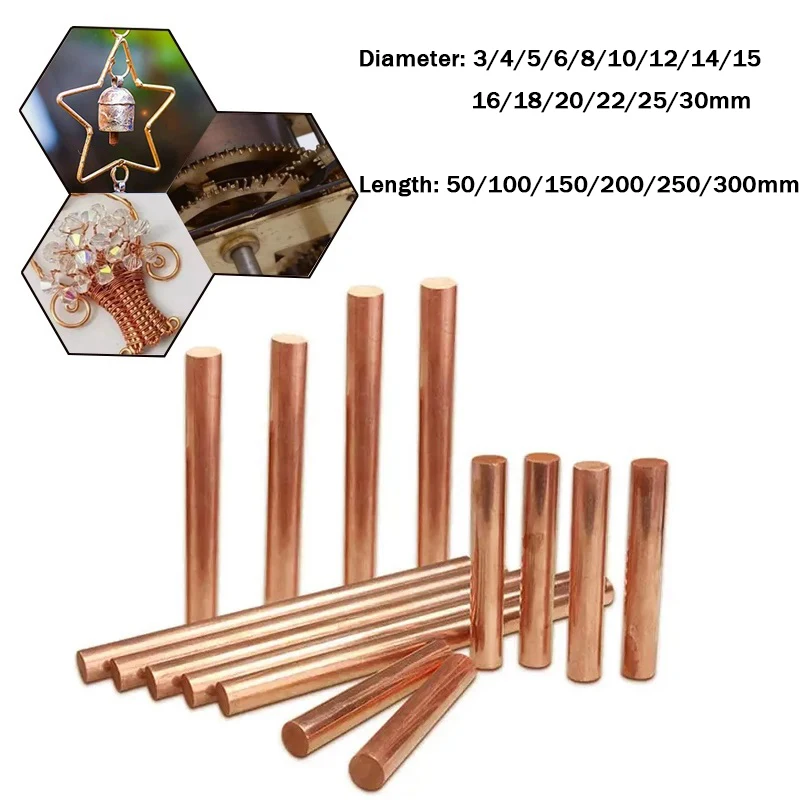 1pcs/5pcs copper rod of various sizes red metal diameter copper round ...