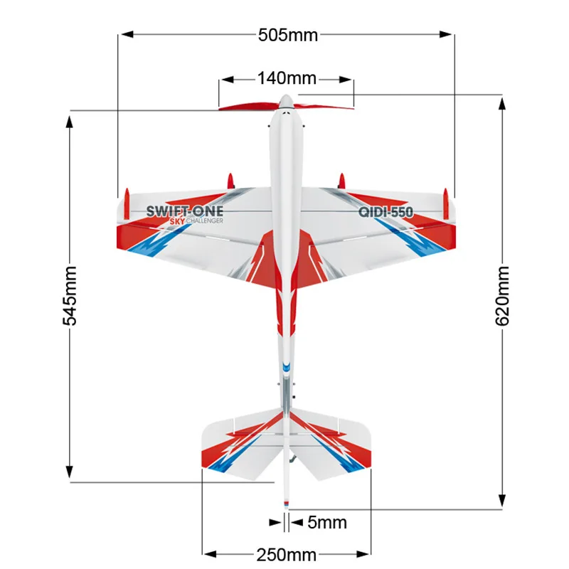 Planeur RC 6CH QIDI-550 - Voltige, 20min vol, 2 couleurs