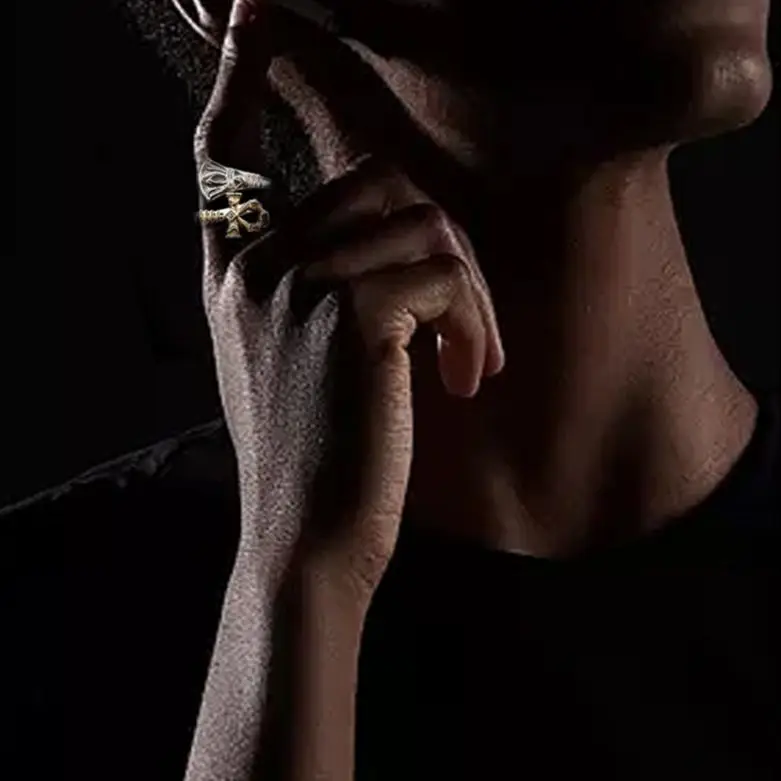 YILUOCD Gothic Style Thai Silver Egypt Ring Vintage Ankh Cross Ring for Men Ancient Egypt S925 Protective for Jewelry - Image 3