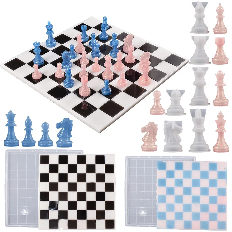 Peça de xadrez/placa cristal multi estilo tridimensional rainha rei 6 molde  de silicone para diy peças de xadrez resina epóxi - AliExpress