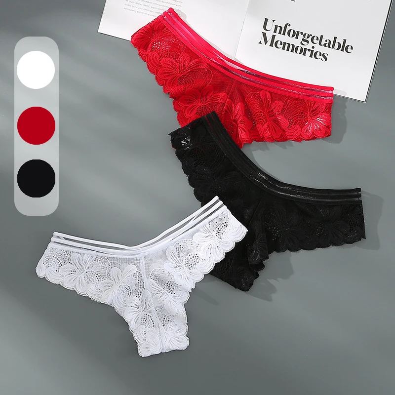 

S-XL Lace Underwear Women's Panties Low Waist Thong G-string Sexy Florals