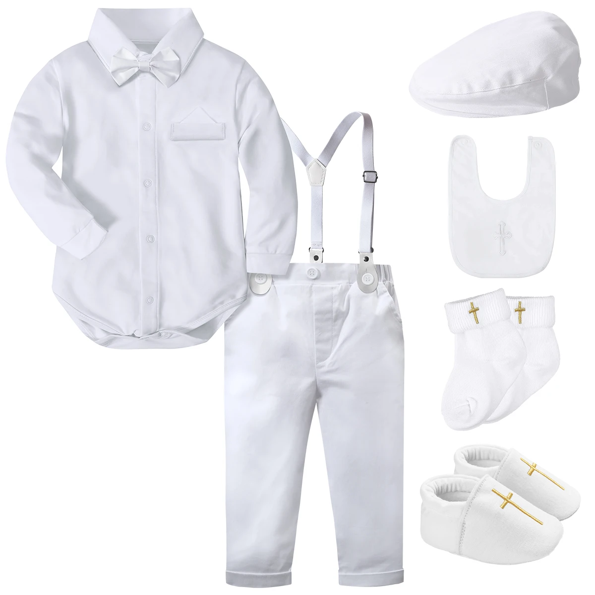 Baby Boy Baptism Suspender Suit 1