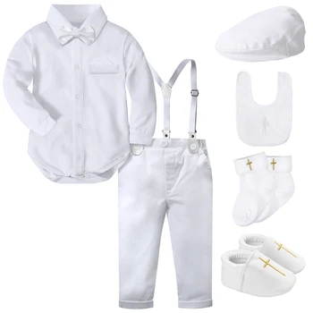 Baby Boy Baptism Suspender Suit 1