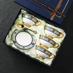 European-style bone China coffee cup set ceramic high-value glass luxury cups and saucers retro tea cups and tea sets.