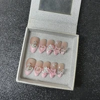 Kawaii 3D Wearable Press on Nails Hello Kitty French Long Short Coffin Square Almonds Customizable Reusable Full Cover Nail Tips 1