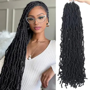 1/6 Packs Faux Locs Crochet Hair 36/42/46 Inch Soft Locs for Distressed Locs Butterfly Locs Crochet Hair for Women Synthetic 1
