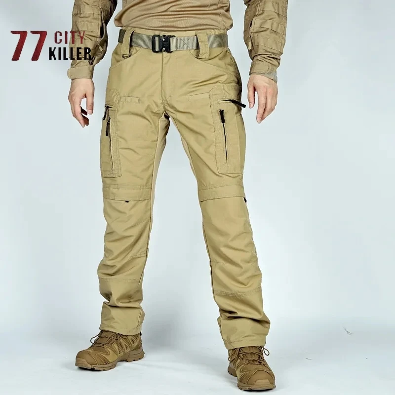 MensMilitaryTacticsP40PantsMultipocketZipperElasticWaist