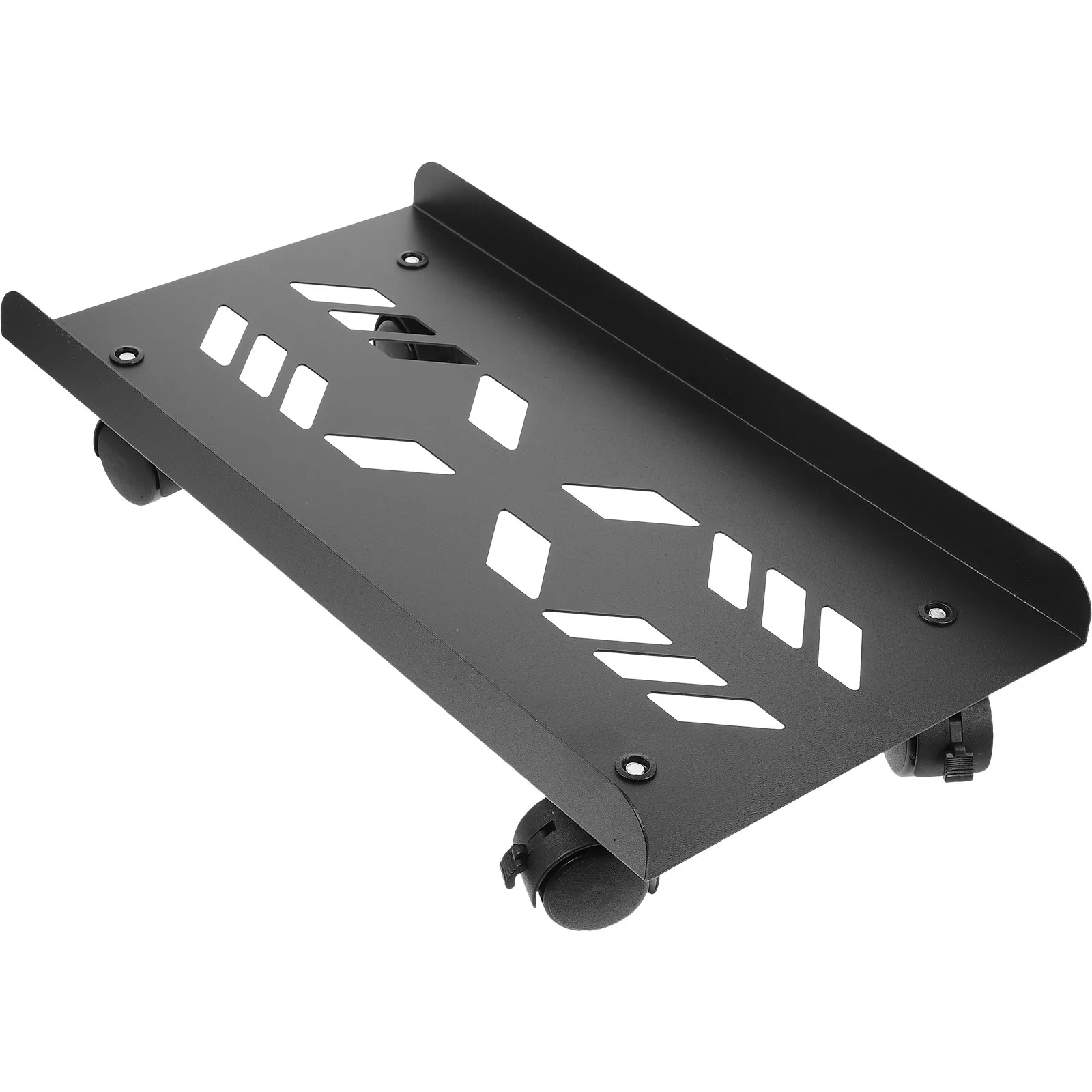 헤비 듀티 롤링 컴퓨터 타워 스탠드 CPU 홀더, 매끄러운 광택 마감, 슬림한 블랙 마감, 좁은 공간에서도 사용 가능한 이동식 PC 카트